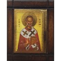 Malá dřevěná nalepovací ikonka se sv. Mikulášem (Nikolaos)