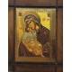 Malá dřevěná nalepovací ikonka s Pannou Marií a Kristem