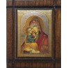 Malá dřevěná nalepovací ikonka s Pannou Marií Vládkyně nebes