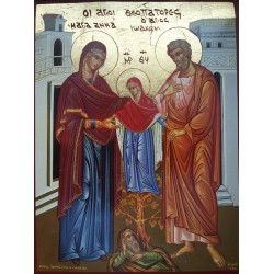 Panna Maria se svými rodiči  (ikona na plátně)