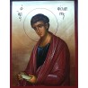 Vyrobeno v Řecku
Rozměr: 25x19 cm
Na dřevěném podkladě
S ouškem na pověšení
Pozlacený podklad
Na ikoně je apoštol Filip, jeden z dvanácti učedníků Ježíše Krista. 