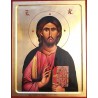 Vyrobeno v Řecku 
Rozměr: 45x35 cm
Na dřevěném podkladě
S ouškem na pověšení
Pozlacený podklad
S vyřezaným rámem
Na ikoně je Pán Ježíš Kristus Vševládce. Původní motiv této ikony vytvořil ikonograf monach Gregorios z Řecka. Ikona je ve slevě. 