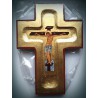 Byzantský ortodoxní kříž s ikonou Ukřižování Krista na plátně