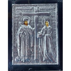 Kovová ikona Svaté Heleny a Konstantina