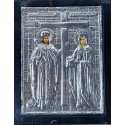 Kovová ikona Svaté Heleny a Konstantina