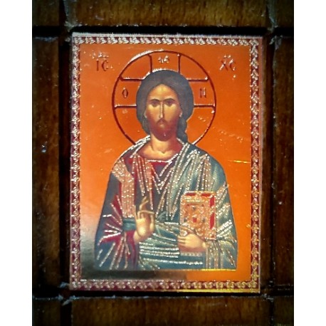 Malá dřevěná nalepovací ikonka s Kristem II.