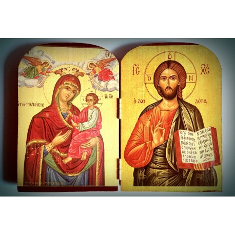 Diptych - Kristus Vševládce s Pannou Marií (Amolyntos)