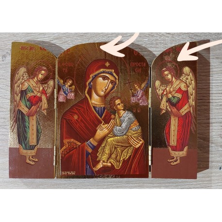 Triptych - ikona přesvaté Bohorodice s archandělem Gabrielem