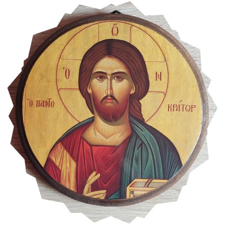 Kulatá ikona s Kristem Vševládcem