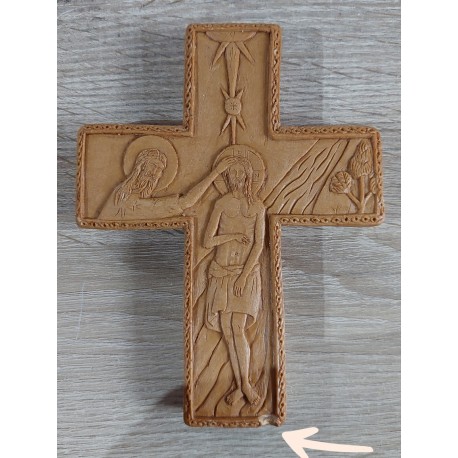 Voskový kříž s křtem Páně