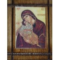 Malá dřevěná nalepovací ikonka s Pannou Marií athoská