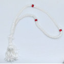Pravoslavné bílé čotky s červeným korálkem 100 uzlů