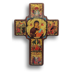 Byzantský kříž s ikonou Panny Marie a Kristovým životem