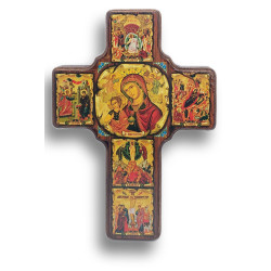 Byzantský kříž s ikonou Panny Marie a Kristovým životem A. 27x19cm