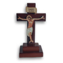 Dřevěný Kříž s Podstavcem 6x11,5cm - Ořechově Hnědý, Lesklý
