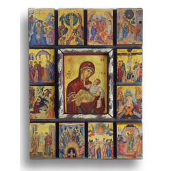 Ikona Panny Marie s malými ikonami ze života Krista