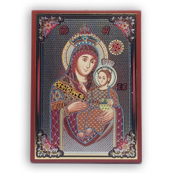 Ikona Panny Marie z Betléma, stříbrný tisk na dřevě (ruský styl)