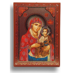 Ikona Panny Marie Jeruzalémské, stříbrný tisk na dřevě (ruský styl)