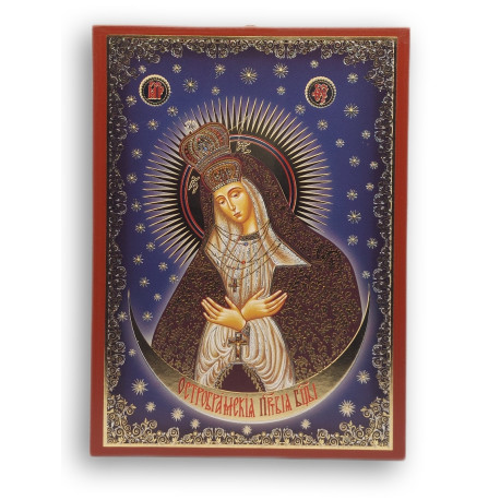 Ruská pravoslavná ikona Panny Marie Monastýru Kikkos, stříbrný tisk na dřevě