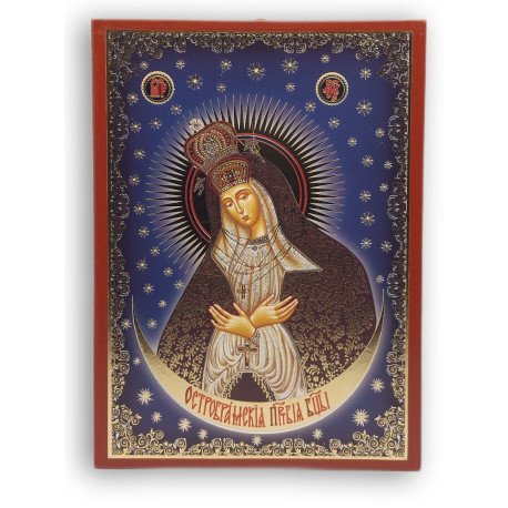 Ruská pravoslavná ikona Panny Marie Monastýru Kikkos, stříbrný tisk na dřevě