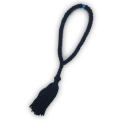 Čotky s 50 uzly a průsvitným modrým korálkem bez kříže , 26 cm