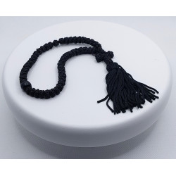 Řecké pravoslavné černé modlitební čotky s černým korálkem, 20 cm