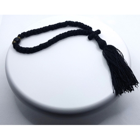 Řecké pravoslavné černé modlitební čotky s černým korálkem, 20 cm