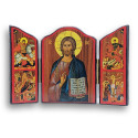 Triptych "Ikona Žehnajícího Krista" s sv. Jiřím a sv. Demetriem