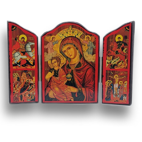 Triptych "Ikona Žehnajícího Krista" s sv. Jiřím a sv. Demetriem