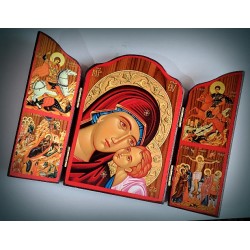Triptych - ikona Panny Marie - 9,5 x 14 cm