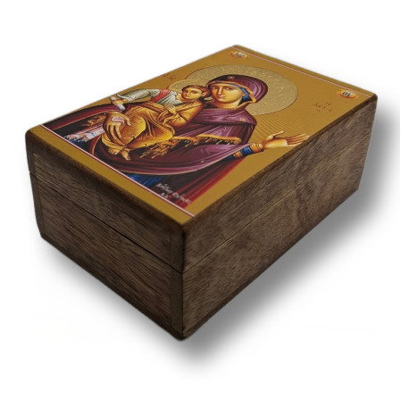 Dřevěná krabička s ikonou sv. Mikuláše