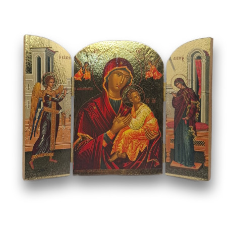 Triptych - ikona Narození Páně s archandělem Gabrielem a Bohorodicí