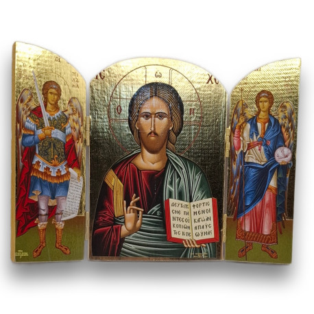 Triptych - ikona Narození Páně s archandělem Gabrielem a Bohorodicí