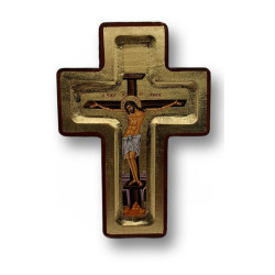 Byzantský ortodoxní kříž s ikonou Ukřižování na plátně