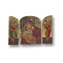 Pozlacený řecký triptych - Matka Boží Eleousa s archanděly, 7,5 x 5 cm