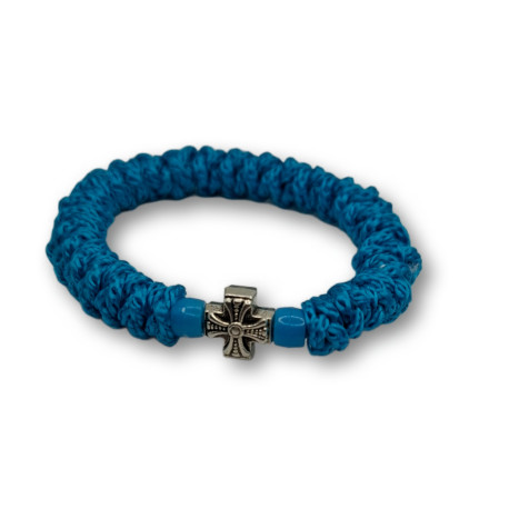 Ortodoxní modlitební náramek- Elastický, černý se saténem a křížkem