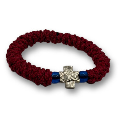 Ortodoxní modlitební náramek - Elastický, růžový se saténem a křížkem