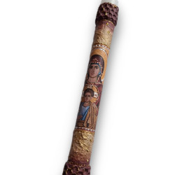 Ručně zdobená svíce s ikonou Panny Marie a Ježíše– ve stylu byzantské ikonografie