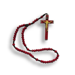 Dřevěný červený růženec 50 korálků