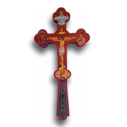 Dřevěný žehnací kříž – s pozlaceným pozadím a možností zavěšení
