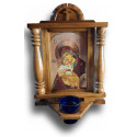 Dřevěná ikona Panny Marie s Dítětem a modlitebním pohárkem