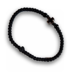 Pravoslavný černý křesťanský modlitební náramek s kovovým křížem