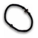 Pravoslavný černý křesťanský modlitební náramek s kovovým křížem
