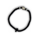 Pravoslavný černý křesťanský modlitební náramek s kovovým bílým křížem