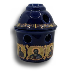 Porcelánová olejová lampa s ikonami Krista a apoštolů – 10 × 14 cm