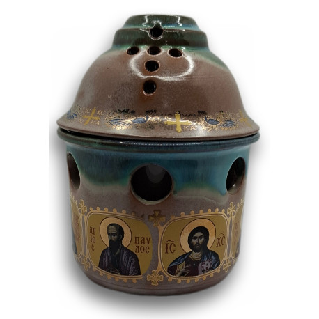 Porcelánová olejová lampa s ikonami Krista a apoštolů V.