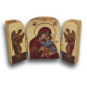 Řecký triptych - Matka Boží Eleousa s archanděly Michaelem a Gabrielem, 7,5 x 5 cm