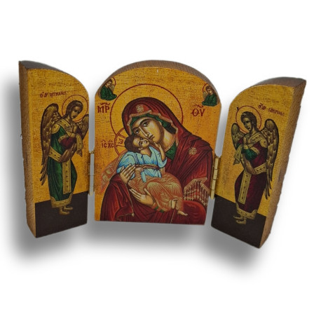 Pozlacený řecký triptych - Sestup Krista do podsvětí (Anastasis), 10 x 7 cm