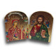 Pozlacený řecký triptych - Matka Boží Eleousa s archanděly, 7,5 x 5 cm
