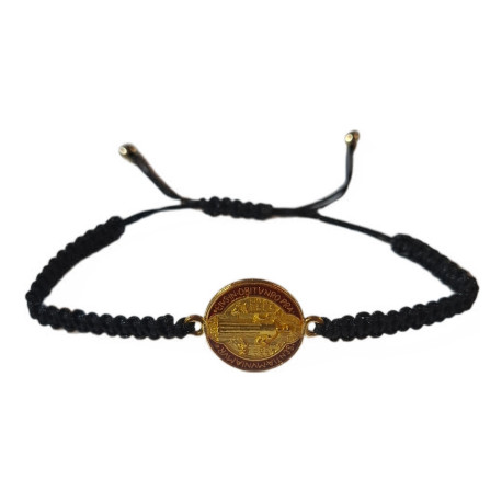 Nastavitelný nylonový náramek se svatým Benediktem – červený